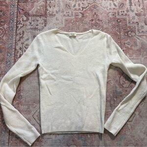 Brandy Melville Elegant Cream V-Neck Sweater